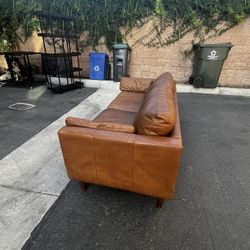 🛋️ Vegan Leather Mid-Century Style Sofa – Great Condition