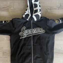Supreme Vanson Leathers Spider Web Zip Up Hooded Sweatshirt Size: Large