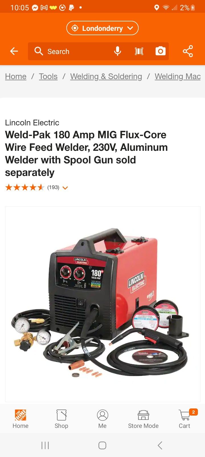 Lincoln Electric

Weld-Pak 180 Amp MIG Flux-Core Wire Feed Welder, 230V, Aluminum Welder with Spool Gun sold separately

1.3k


