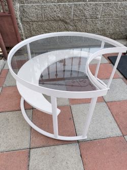 White modern coffee table with glass top