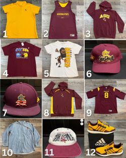 12 Items: Arizona State ASU Sun Devils Hoodie, Shirt, Hat, Jersey, Shoes - Some Vintage!