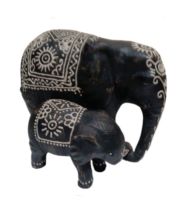 Exotic India Decorated Hand Painted ELEPHANT STATUE  9" X 7" Inches Beautiful!