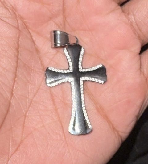 Silver and Black Cross Pendant
