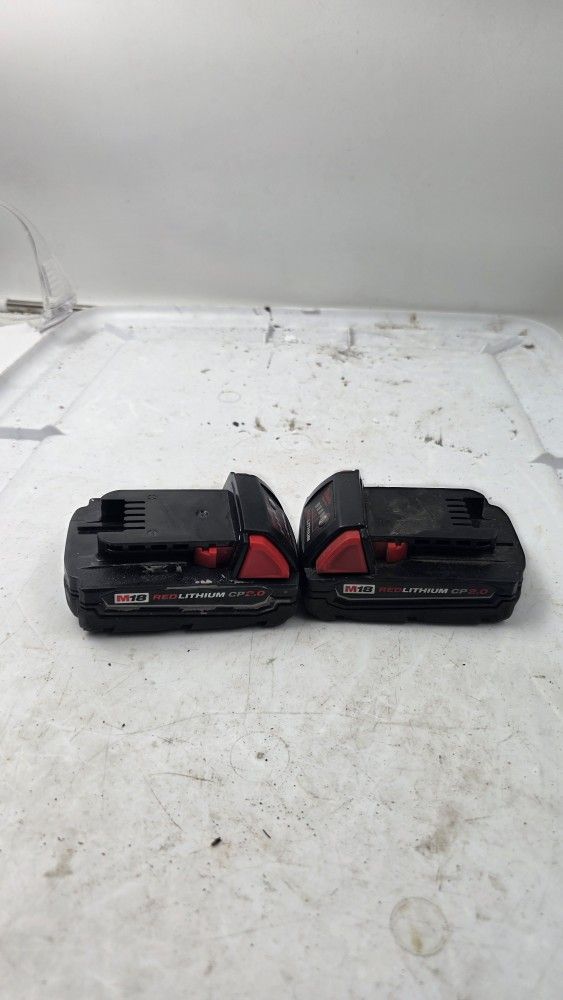 set 2 Milwaukee M18 Red Lithium CP 2.0 Compact Battery Pack