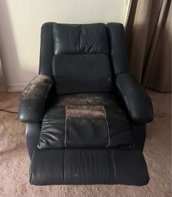 Free blue leather recliner with massage