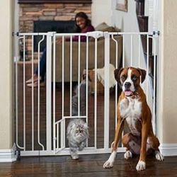 NEW Extra Tall Walk Through Pet BABY DOG CAT GATE WITH MINI DOOR