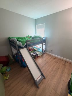Gray Kids Bunk Bed with Slide