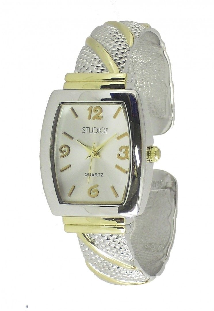 Studio Time Womens Stainless Steel Quartz Movement Bangle Designer Watch