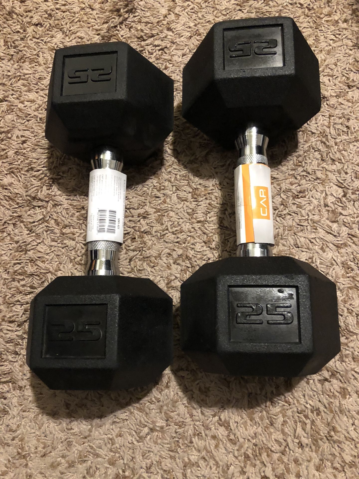 2 Rubber Dumbbell 25 lbs