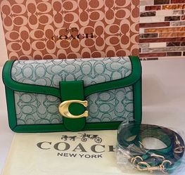 Small green purse with box for women