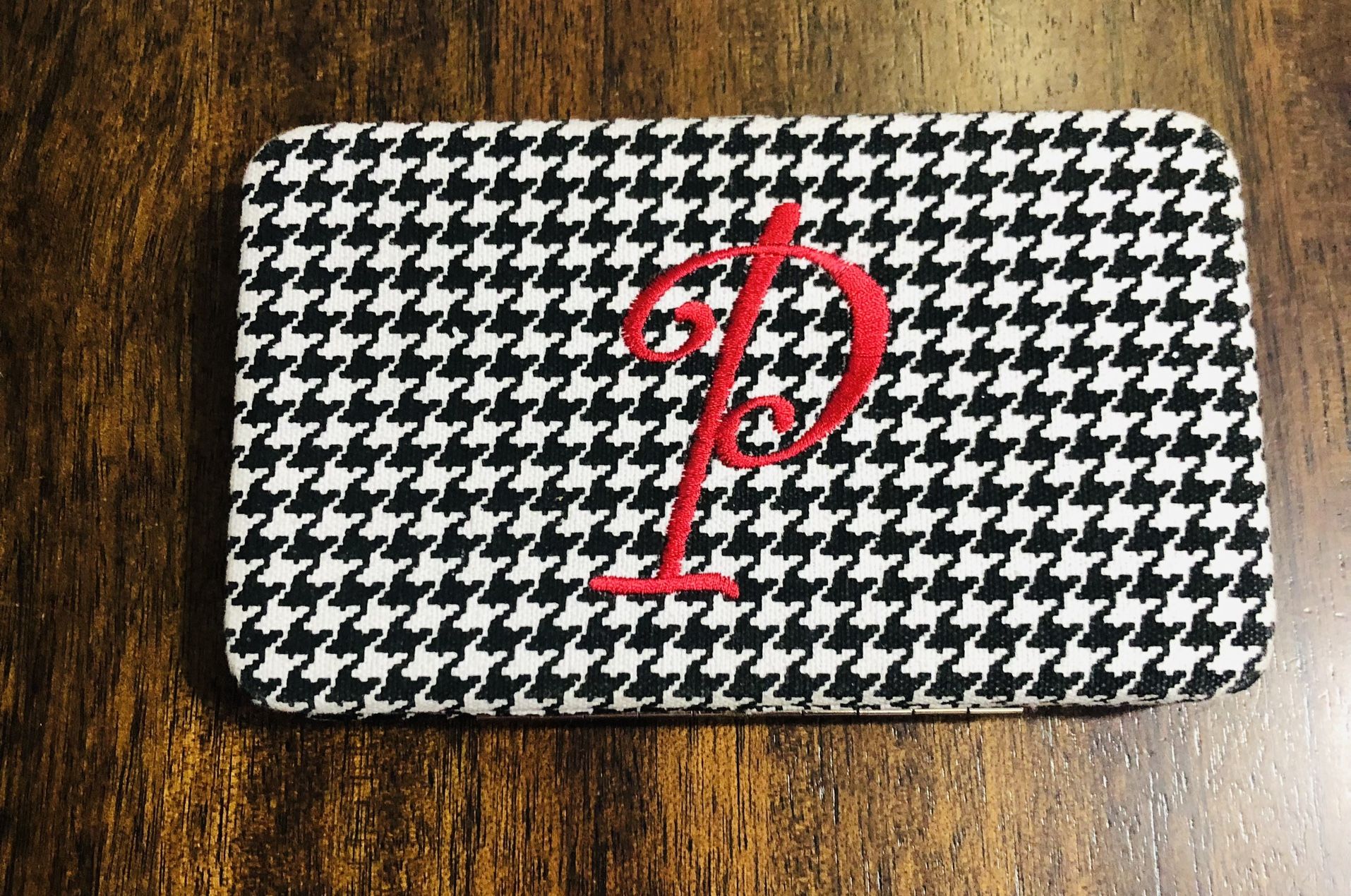 Women’s wallet P Initial 13 card slots, 3 pockets black white.7-12” LX 4-1/2”W