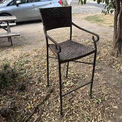 Wicker And Steel Bar Stool