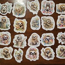 20 Sloth Stickers 
