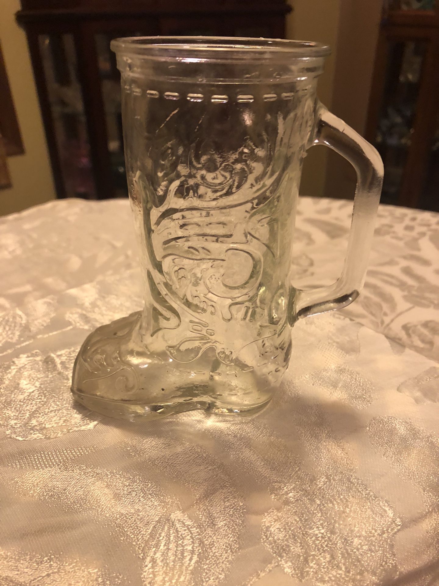 Vintage Clear Glass Cowboy Boot Mug