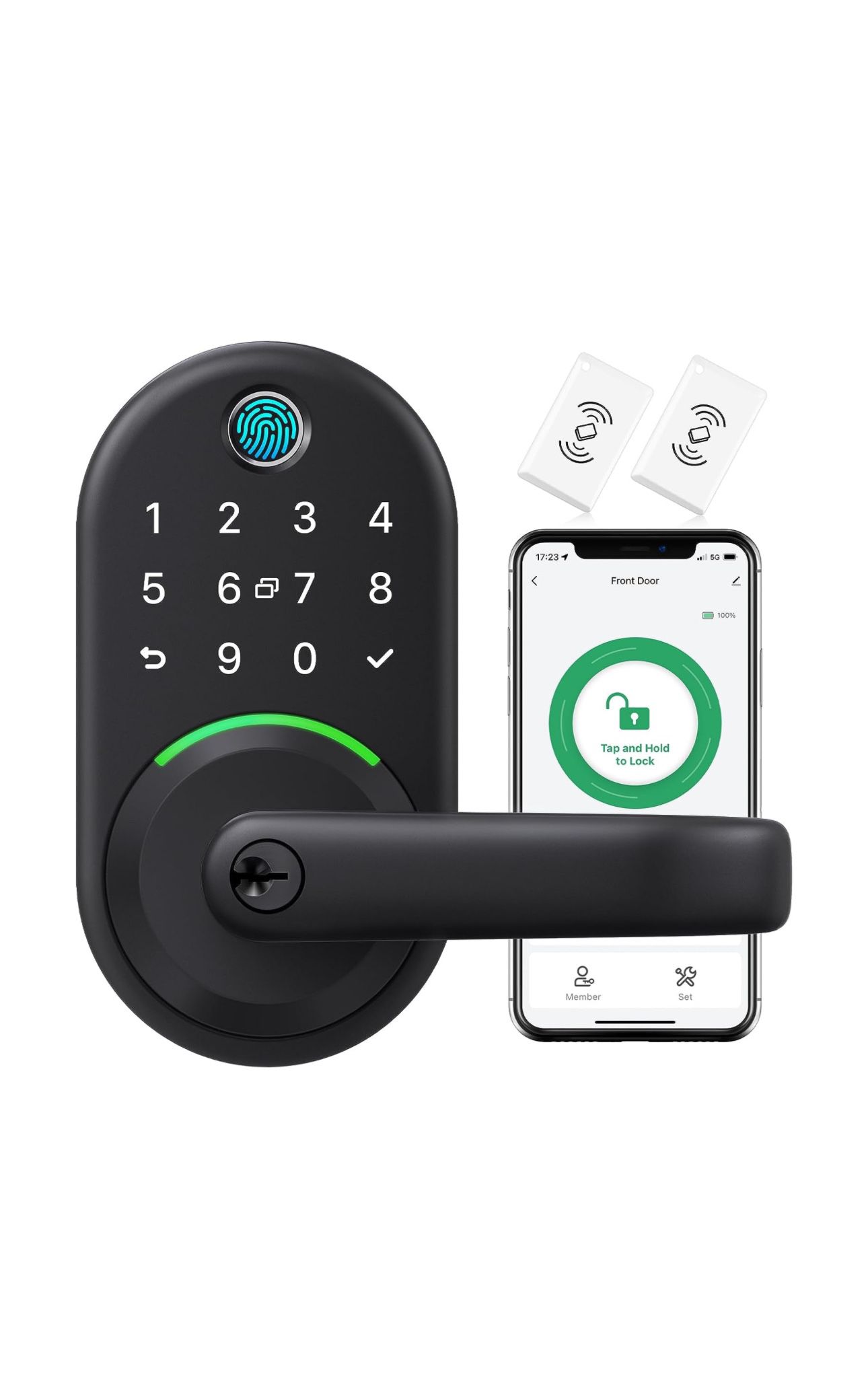 Smart Door Handle Lock with Keypad：Yamiry Fingerprint Lock - Keyless Entry Door Lock for Front Door - Digital Door Lock - WiFi Door Lock with APP - Ge