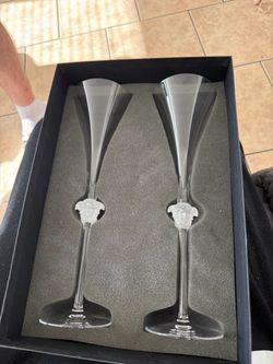 Versace x Rosenthal Medusa Lumière Crystal Champagne Flutes – Set of 2 w/ Box