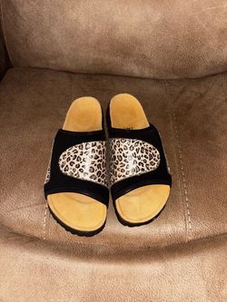 Leopard Print Slide Sandals