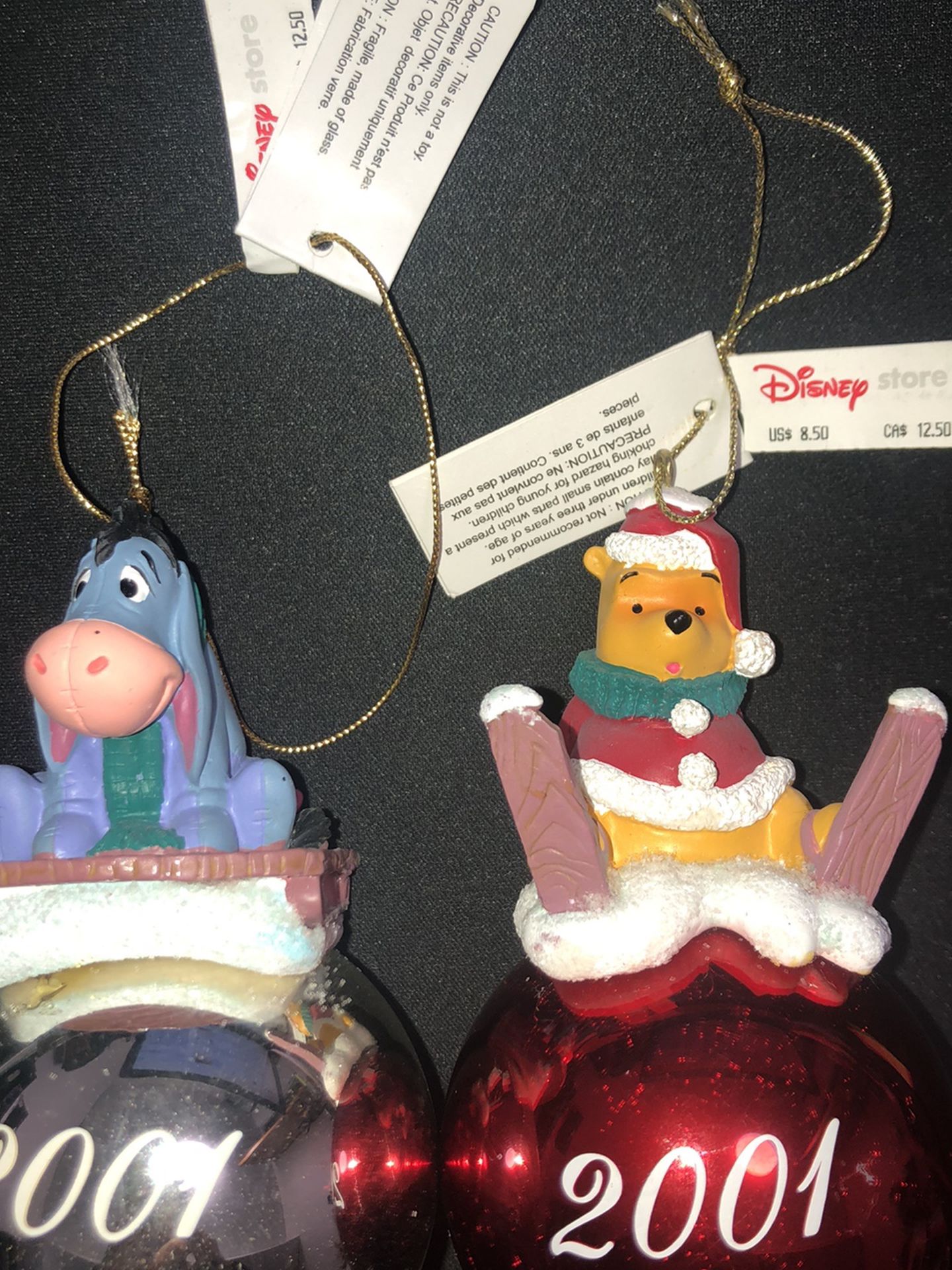 Rare Disney 2001 Eeyore And Winnie The Pooh Christmas Ornaments ($20 Each Or Both For $30)