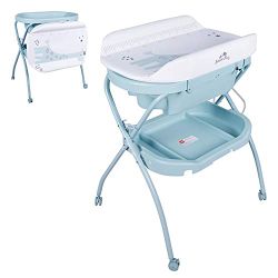 Newborn Infant Bathtub Baby Bathinette Folding Changing Table Baby Diaper Station with Bath Tub