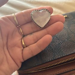 New Selenite Heart Shape Ring On 925 Sterling Silver