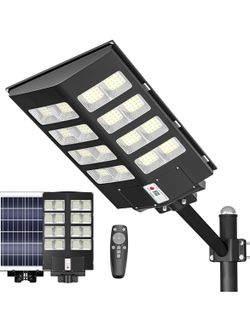 800W Solar Street Lights Outdoor, 80000LM Commercial Parking Lot Light Dusk to Dawn 6500K Solar Security Flood Lights Solar Motion Sensor