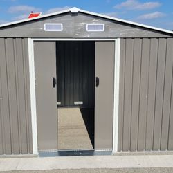 (New in box need assemble) 6’ L x 8’ W x 6.3’ H Metal Storage Shed Outdoor Garden Backyard 6x8 Storage