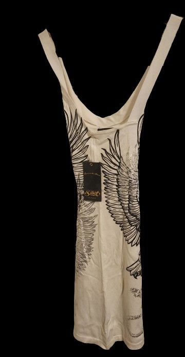 Smet Born On The Street White Eagle Print Mini Dress - Size Medium