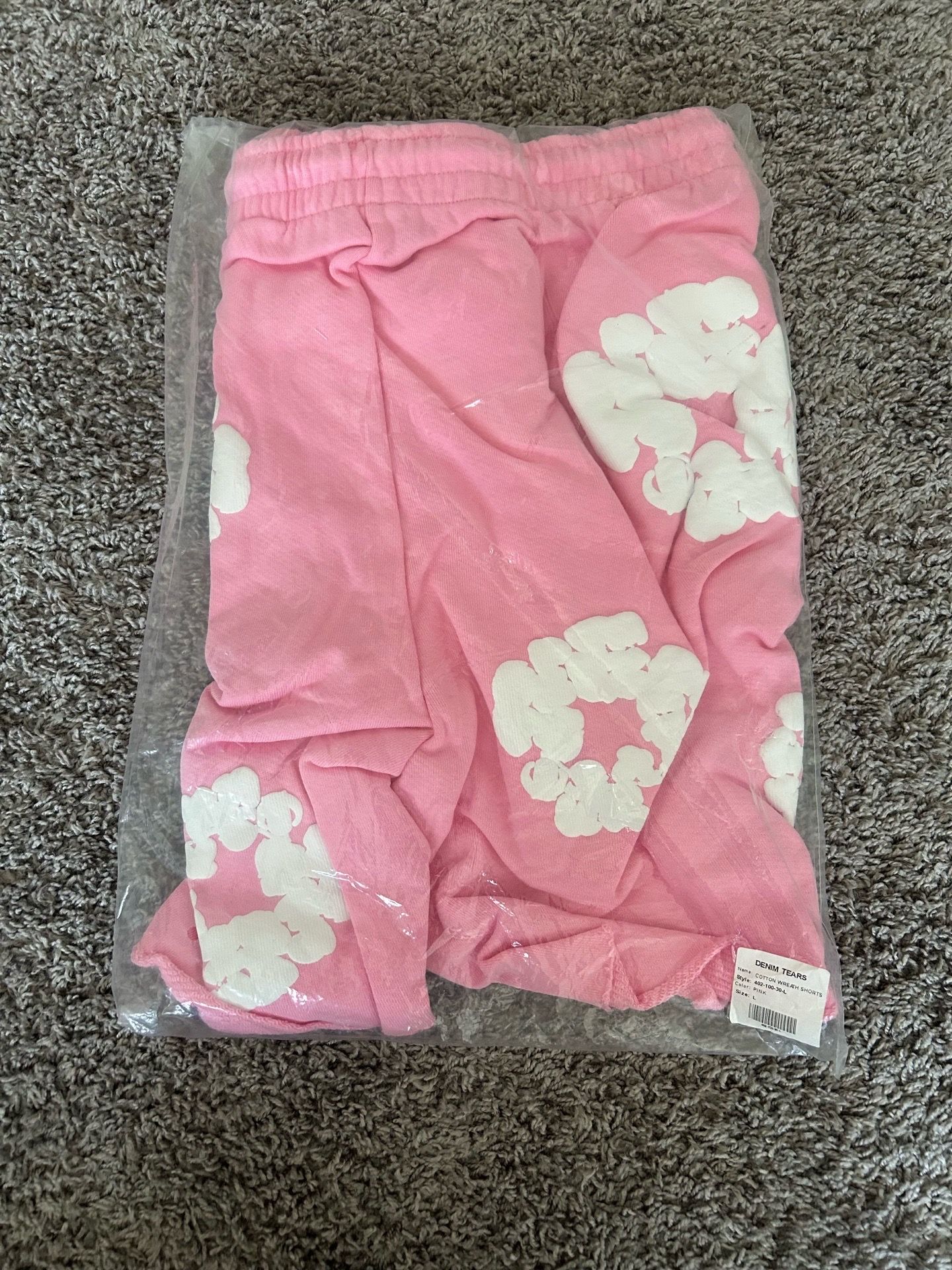 Pink Denim Tear Shorts (Size L)