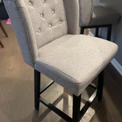 Gray Counter Height Upholstered Swivel Stools 