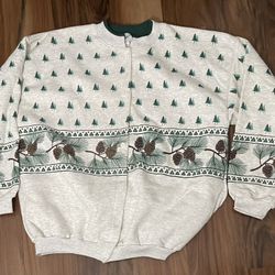 Vintage Christmas Tree and Artisans Designs XL Button-up Cardigan Sweatshirt