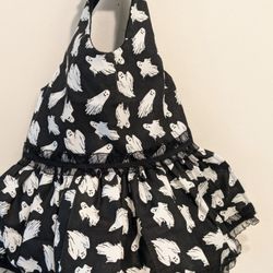 Handmade Halloween Glow In The Dark Ghost Dog Dress With White Tulle Under Skirt 