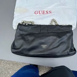 Guess Black Purse with Chain Strap, and Dust Bag 