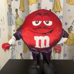 Gemmy Large Romantic M&M's Red Valentine's Greeter Plush 20" Tall Stands NWT