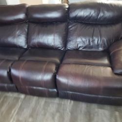 Faux leather recliner and sofa couch