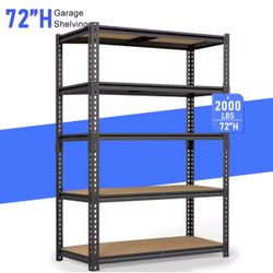 5-Shelf Heavy Duty Adjustable Metal Garage Storage Shelving Unit in Black