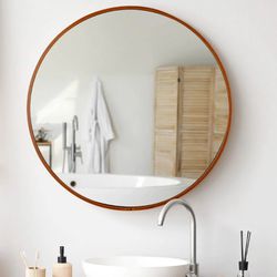 24" Round Framed Mirror Home Bathroom Vanity Circle Wall-mounted Mirror Espejo - Remodeling Needs