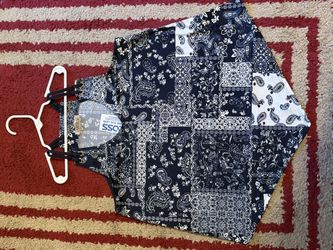 Blue & White Paisley Patchwork Tank Top
