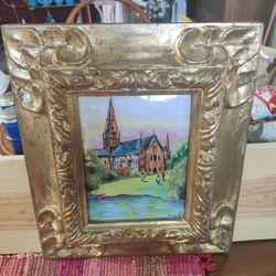 Dom Dominic Mingolla Enamel on Copper Framed Painting 

