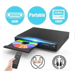 DVD player for TV with HDMI, 1080p resolution, compact DVD player with remote control, portable CD player for home.