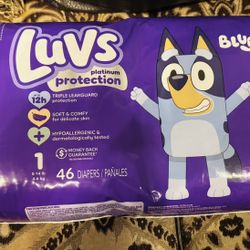 New Luvs Bluey 46 Diapers Size 1 