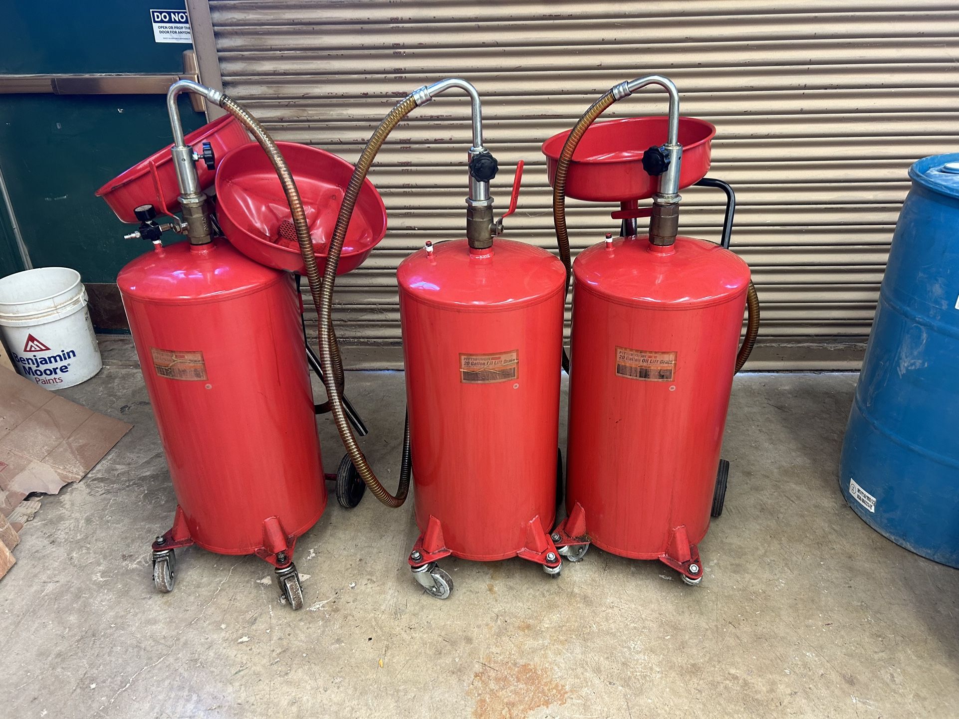 3 Pittsburg 20 Gallon Pneumatic Oil Lift Drains