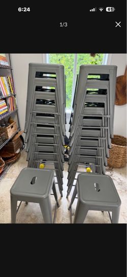 Set of 20 Farmhouse Metal/Steel Stools – Like New ($15 Ea / Firm)