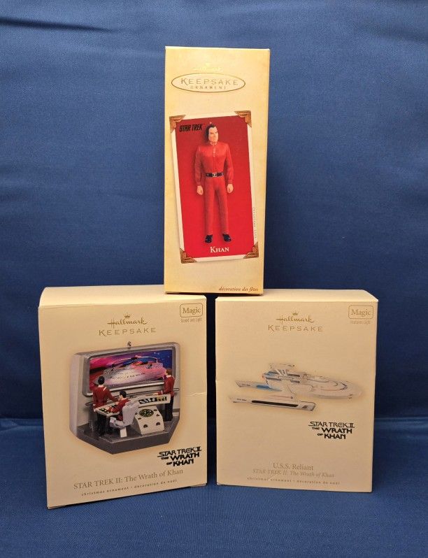 Hallmark Keepsake Star Trek II: The Wrath Of Khan Christmas Ornaments • Magic Sound & Light • Lot Of 3
