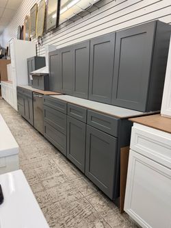 Gray kitchen cabinets