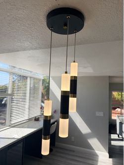 Modern Kitchen Pendant Lighting Over Island, LED 3 Light Mini Pendant Light, Pendant Lights Kitchen Bedroom Modern Pendant Light Fixtures (Black Gold)
