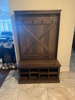 Rustic Farmhouse Entryway Hall Tree Bench
