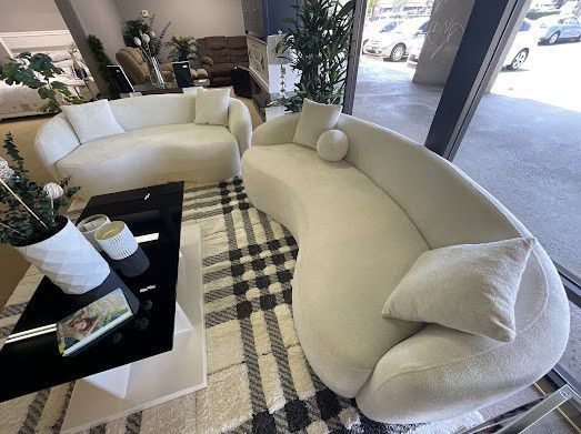 Bubble Bonita Ivory Boucle Living Room Set / 2pc〽️Available in Ivory, Black, Grey, Cream color options