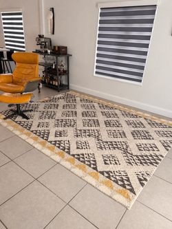 Geometric Area Rug Cream Gold Charcoal