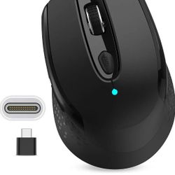 RaceGT USB C Wireless Mouse, Type C Silent Mouse for MacBook Air/Pro, 2.4G Cordless Computer Mice with 6 Buttons and 3 Adjustable DPI for Mac, Laptop,