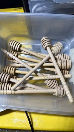 13 NEW Wooden Honey Dippers – Natural Wood Honey Sticks – Set of 13